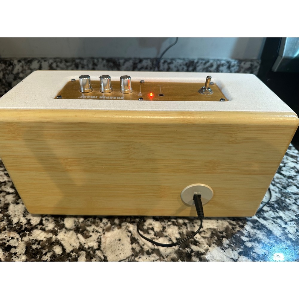Sharper Image Vtg inspire Bluetooth Speaker Wood White Retro Mid Century Modern - Picture 4 of 8
